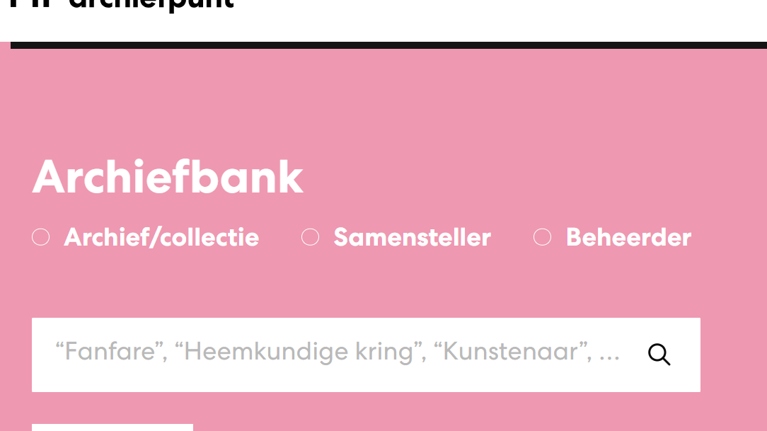 Screenshot van de zoekfunctie op Archiefbank